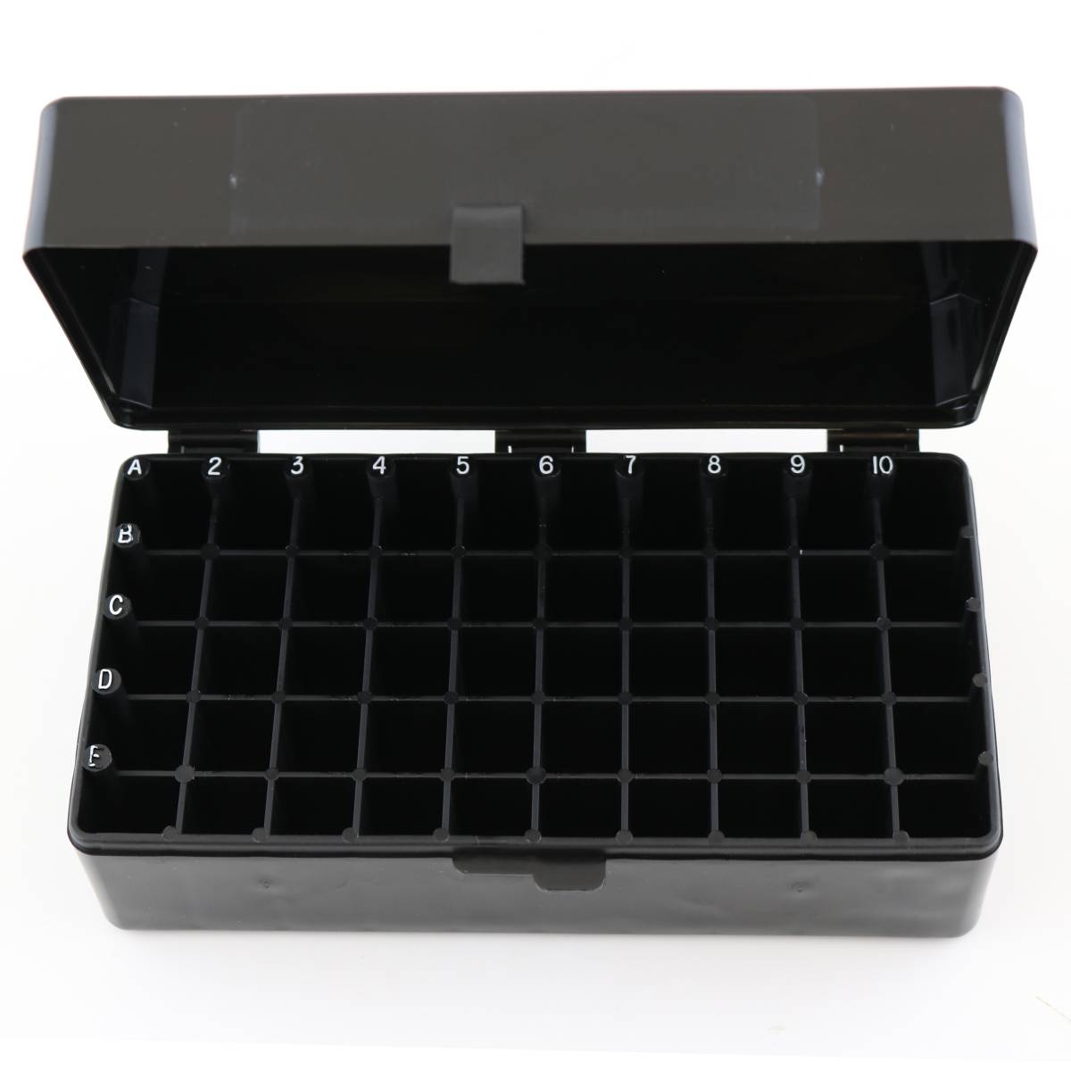 Hinged Lid Box, Black, 50 Tube Capacity, 5 per Case