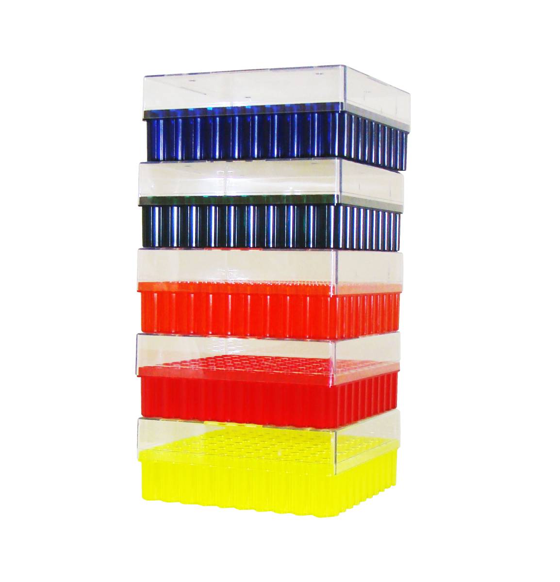 Cryo-Freeze Storage Boxes, 100 Tube Capacity, Assorted Colors, 5 per Package