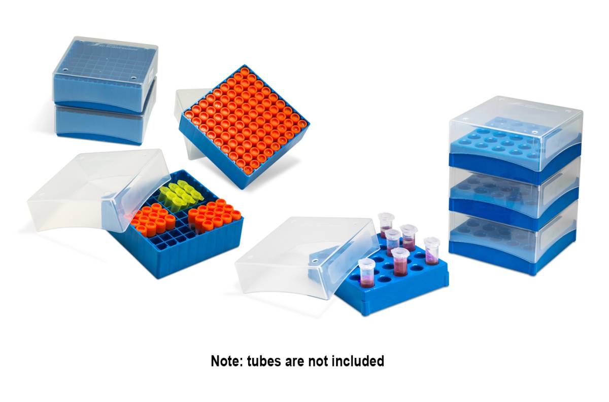Tube Freezer Boxes for 1.5-2.0ml Tubes, 5 1/2 x 5 1/2 x 2 Inches, 4 per Case