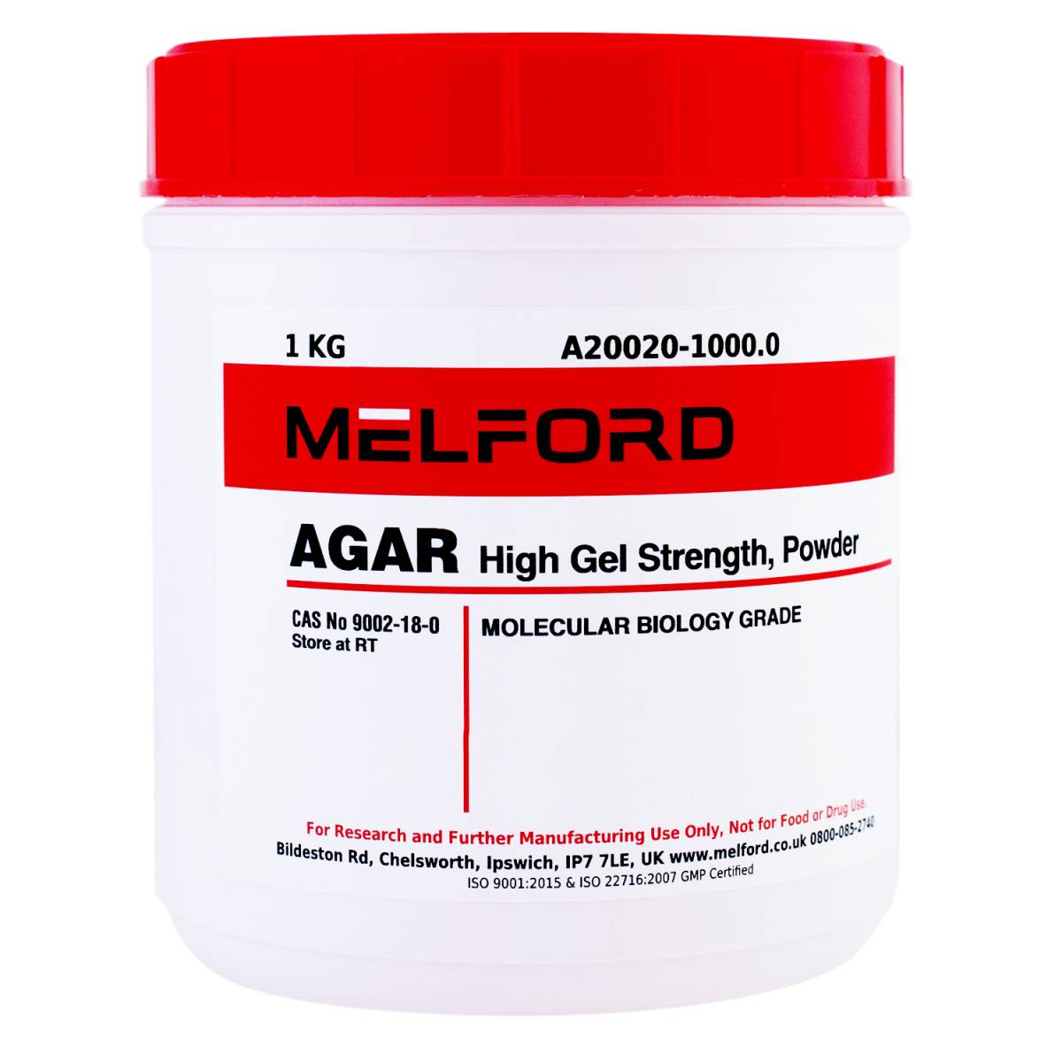 Agar, High Gel Strength, Powder, 1 Kilogram