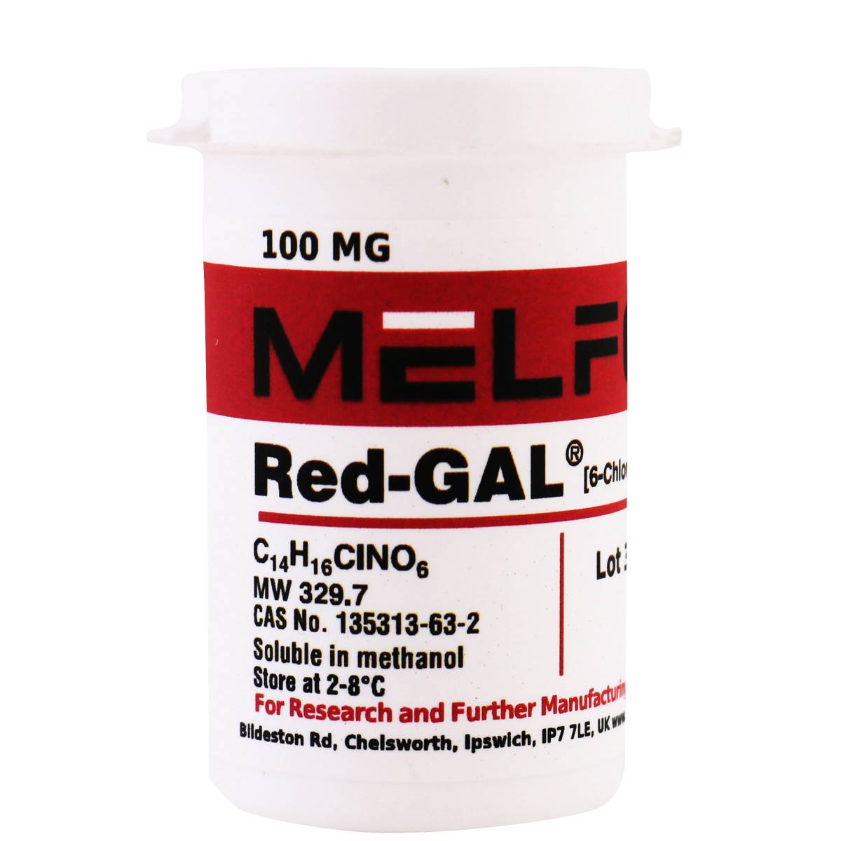 Red-GAL [6-Chloro-3-indolyl-β-D-galactopyranoside], 100 Milligrams