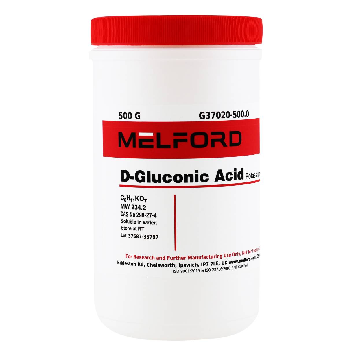 D-Gluconic Acid Potassium Salt, 500 Grams