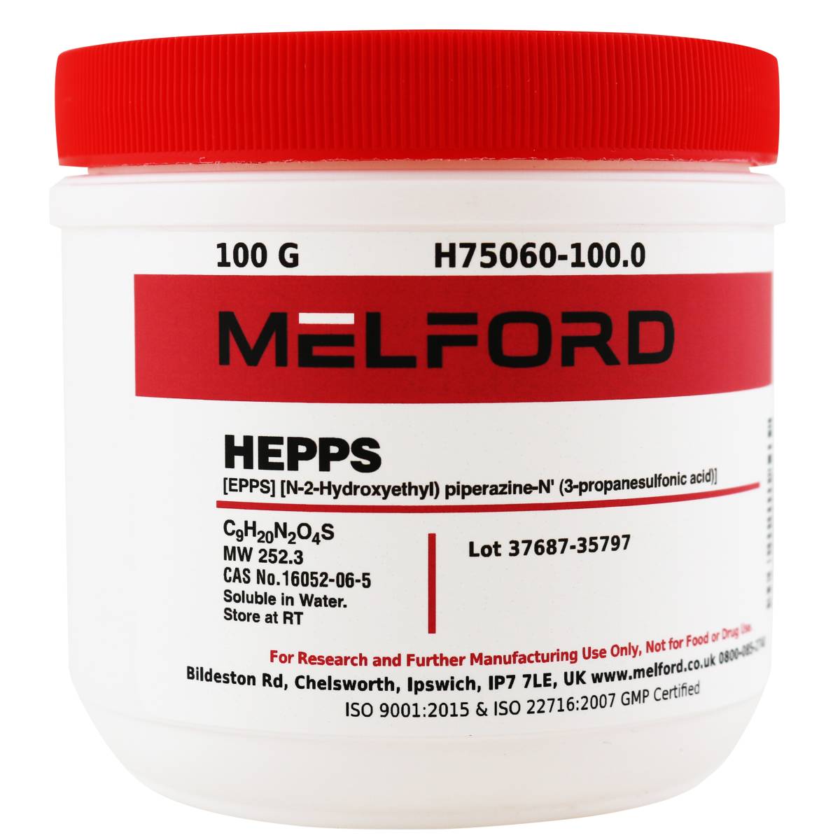 HEPPS, [EPPS] [N-2-Hydroxyethyl) piperazine-N' (3-propanesulfonic acid)], 100 Grams