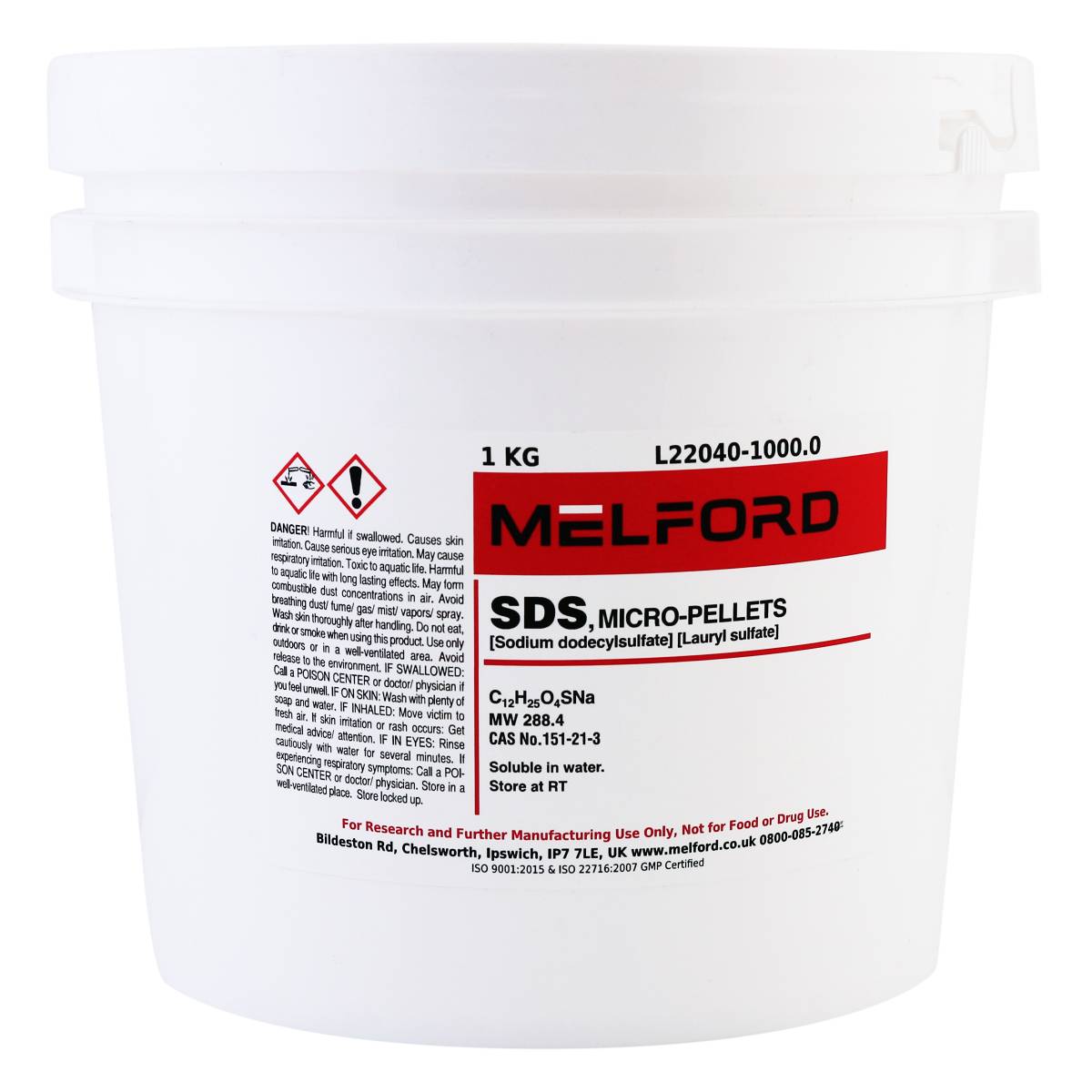 SDS, Micro-Pellets [Sodium dodecylsulfate][Lauryl sulfate], 1 Kilogram