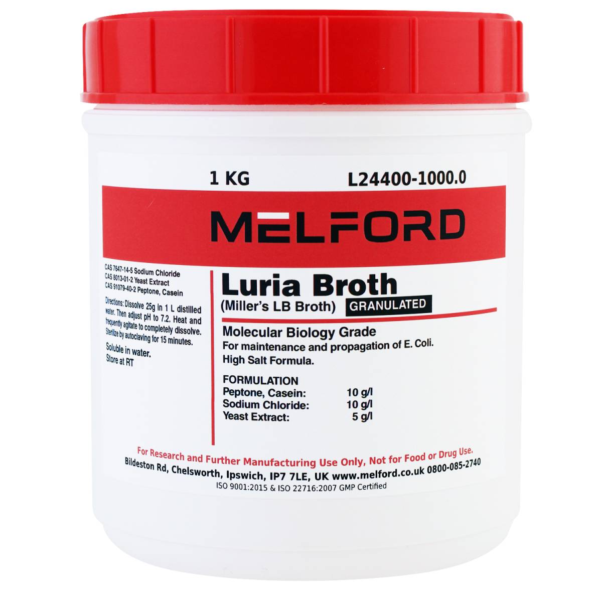 Luria Broth Granulated [Miller's LB Broth], 1 Kilogram