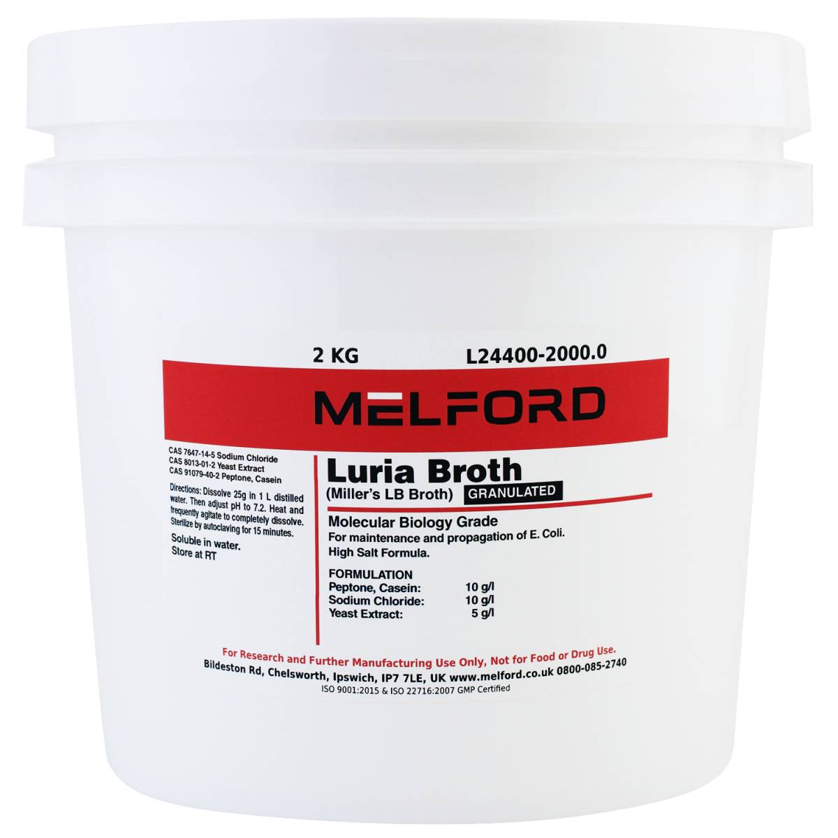 Luria Broth Granulated [Miller's LB Broth], 2 Kilogram
