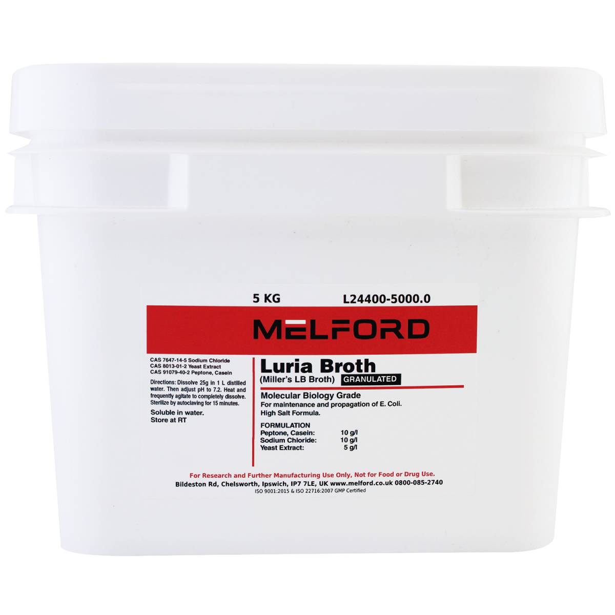 Luria Broth Granulated [Miller's LB Broth], 5 Kilograms