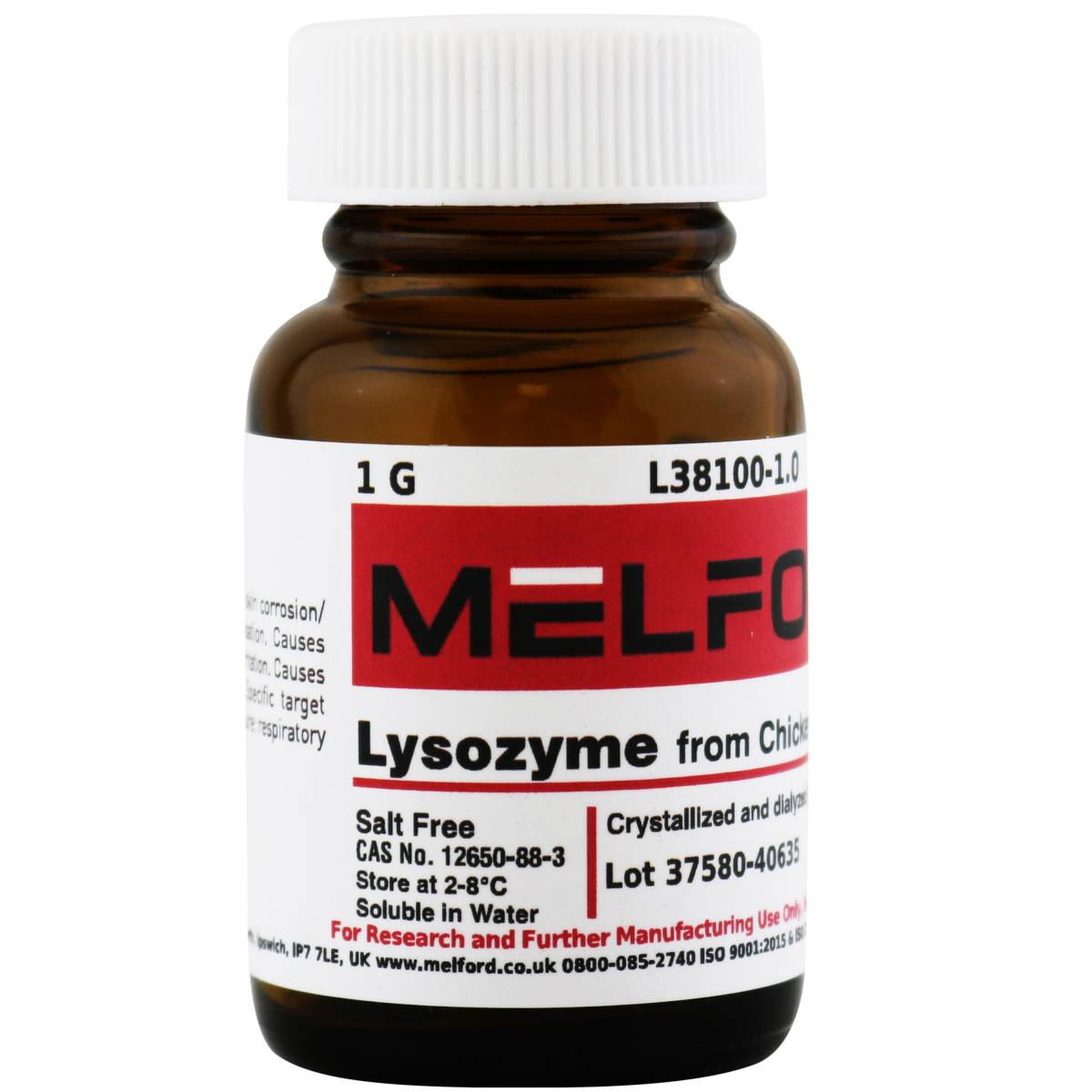 Lysozyme from Chicken Egg White, Salt Free, 1 Gram
