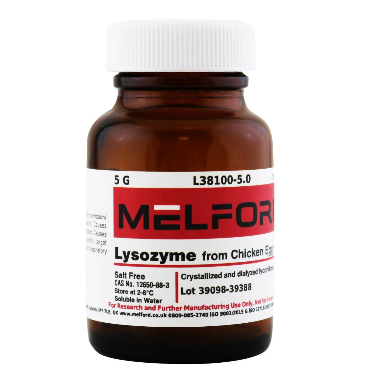 Lysozyme from Chicken Egg White, Salt Free, 5 Grams