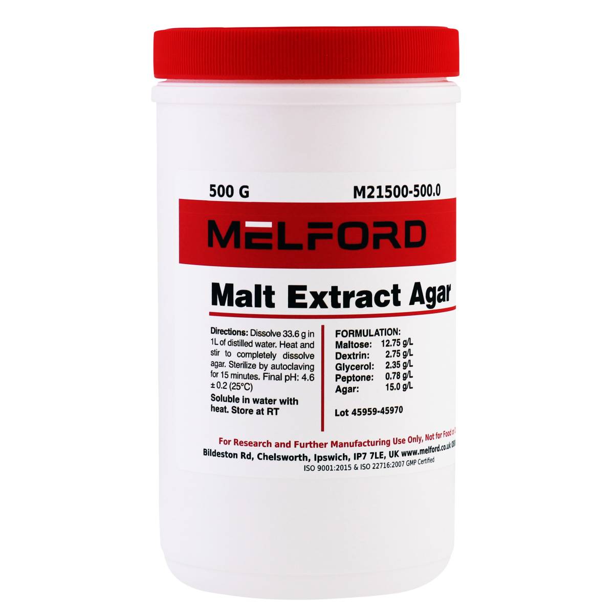 Malt Extract, Agar, 500 Grams