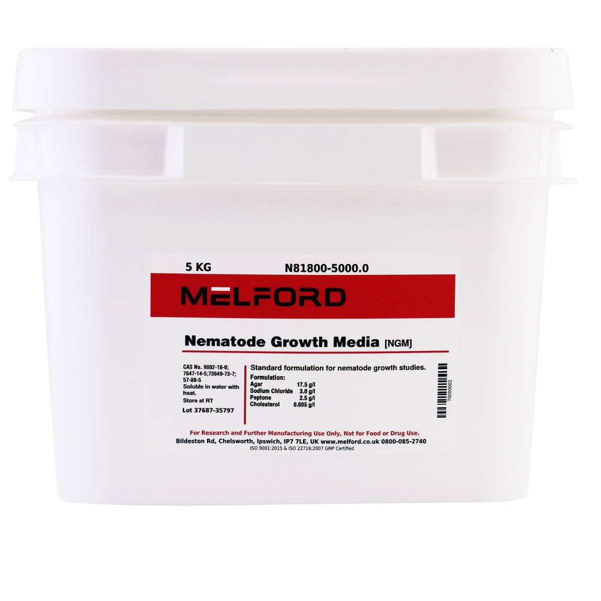 NEMATODE GROWTH MEDIUM (NGM), 5 KILOGRAMS