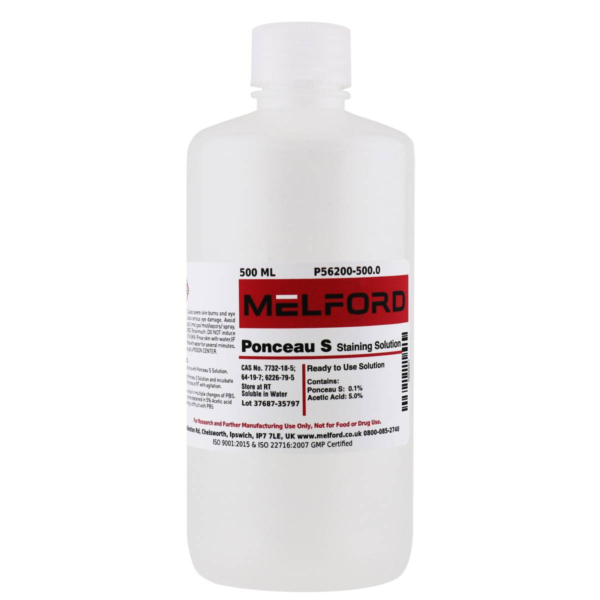 Ponceau S Staining Solution, 500 Milliliters
