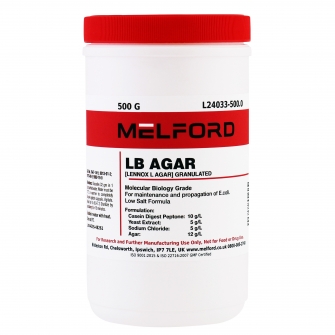 LB Agar, Low Salt Formula, Granulated, 500 G